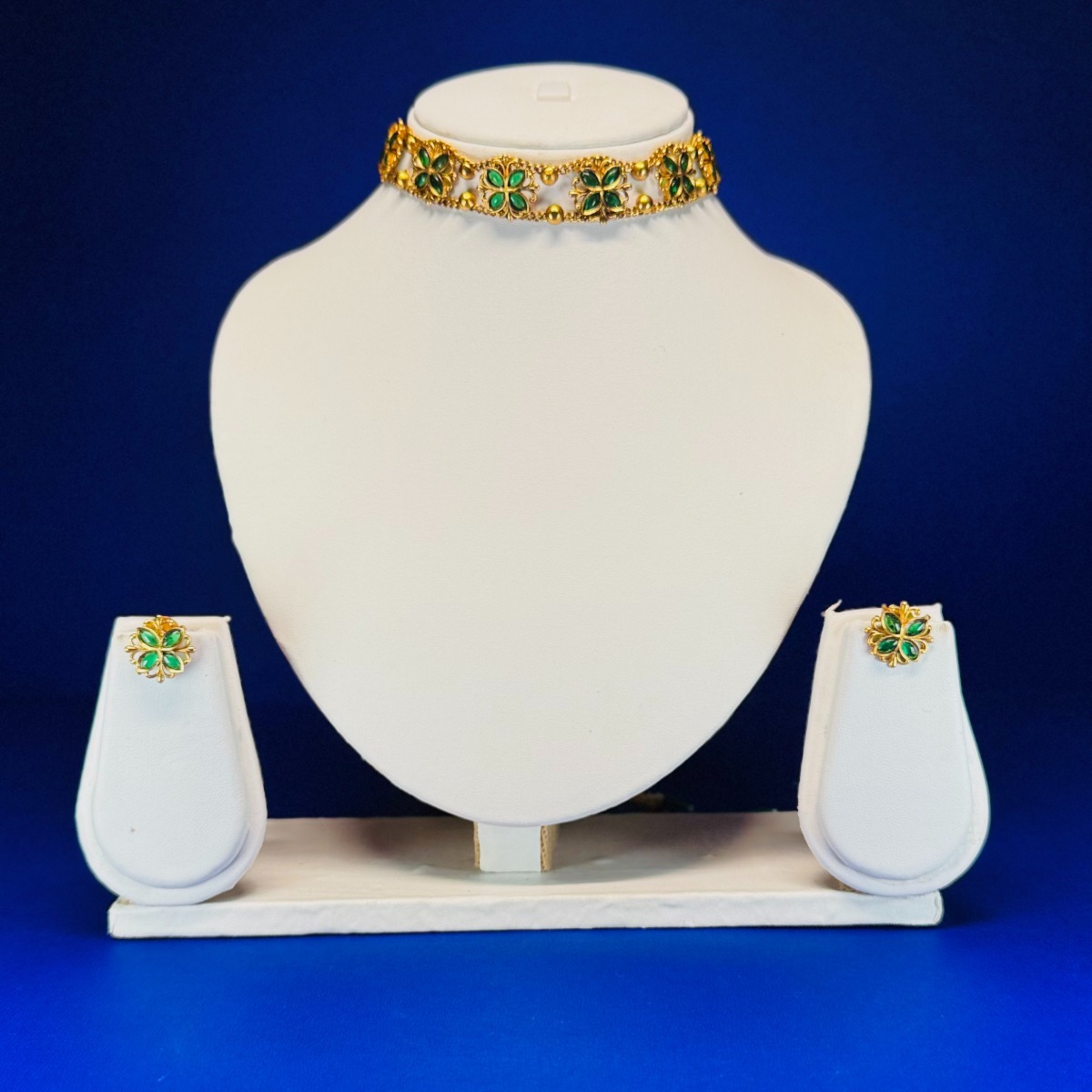 Rajwadi polish full stone choker set