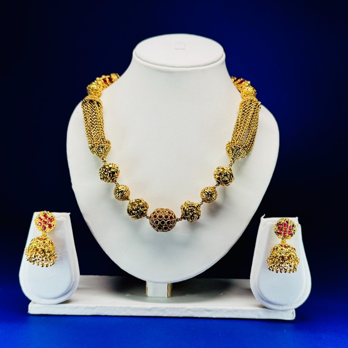 High Gold Polish Designer Party wear Beaded Mala Set