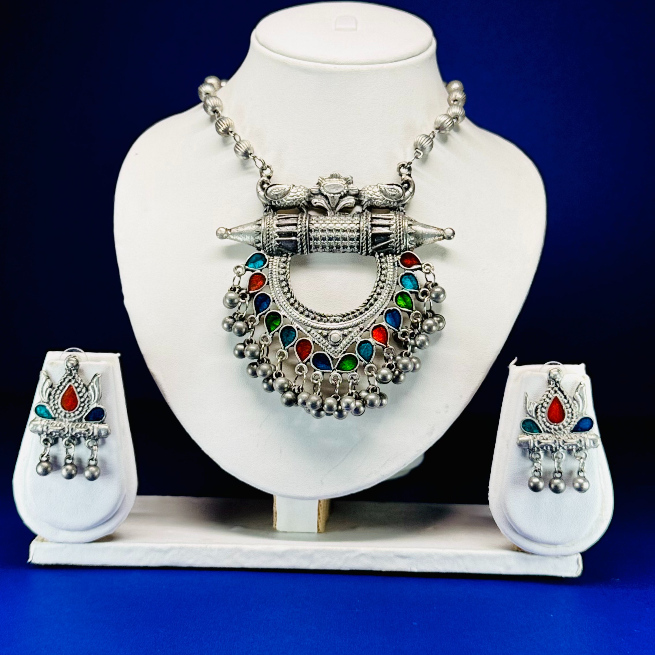 Designer German Silver Style Necklace Set