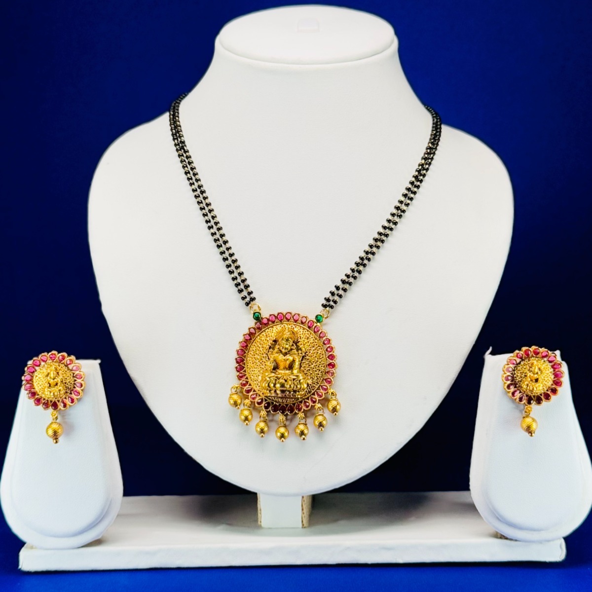 Temple Jewellery Matte Gold Polish  Pendant Set