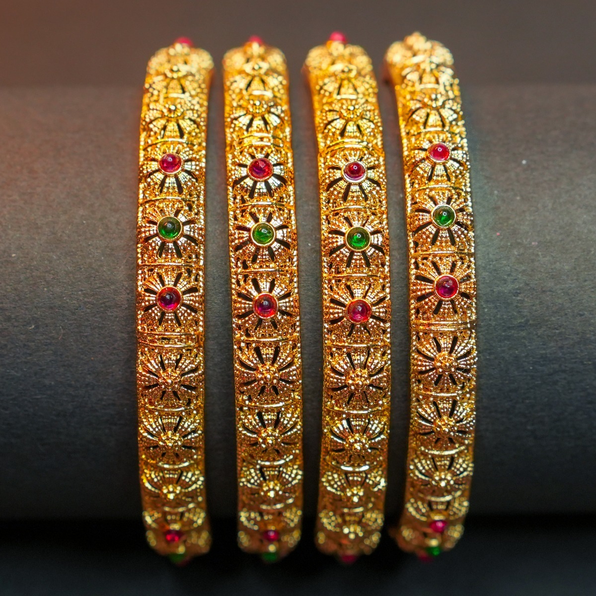 Antique full stone party wear bangle set of 4