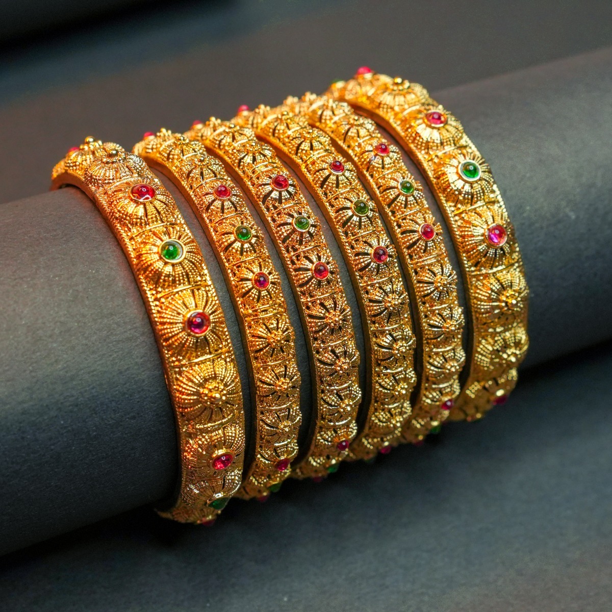 Antique full stone party wear bangles set of 6